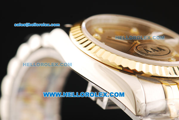 Rolex Day-Date Oyster Perpetual Swiss ETA 2836 Automatic Movement Steel Case with Gold Bezel and Two Tone Strap - Click Image to Close